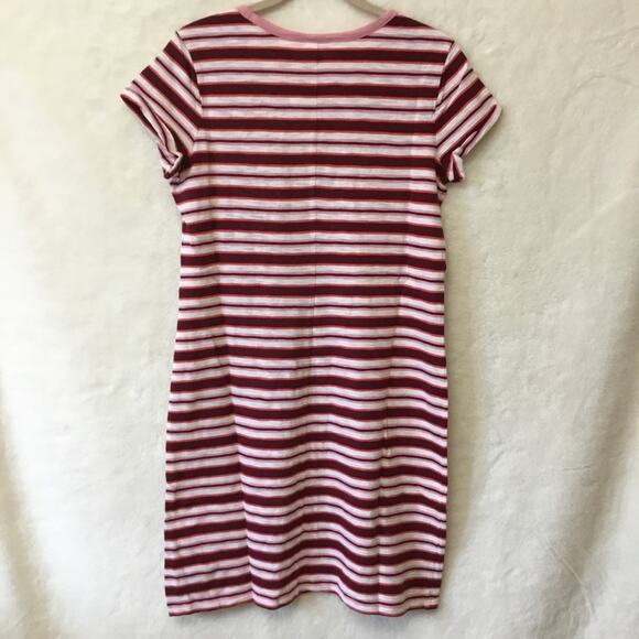 GAP Factory Burgundy Pink Stripe Pocket T-Shirt Dress - Picture 9 of 13